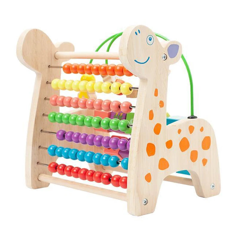 Trä Montessori Matteleksaker Multifunktionella Abacusleksaker
