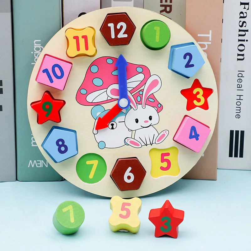 Wooden Clock Rabbit Style Children Montessori Toys for 3 4 5 6 7 8 Years Development Games Wood Puzzle Kids Educational Gift TMZ