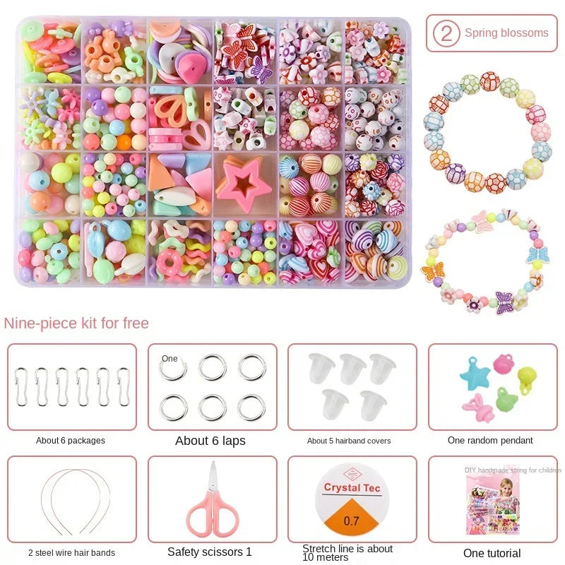Diy Bracelet Making Kit Beads Necklace Manual Toys for Girls Pearls Games Handmade Children's Gift Horses Material Elastic Kids