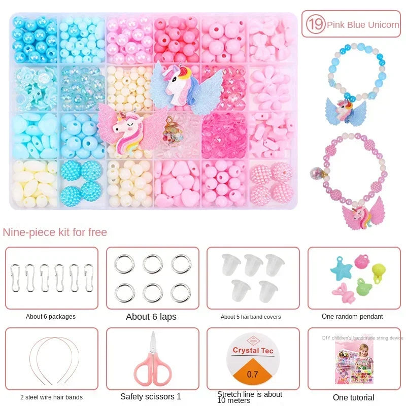 Diy Bracelet Making Kit Beads Necklace Manual Toys for Girls Pearls Games Handmade Children's Gift Horses Material Elastic Kids