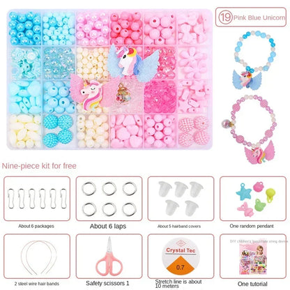 Diy Bracelet Making Kit Beads Necklace Manual Toys for Girls Pearls Games Handmade Children's Gift Horses Material Elastic Kids