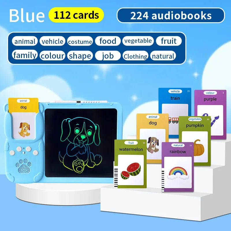 Talking Flash Cards LCD Writing Tablet Board Pad Toy Learning Education Preschool Montessori Speech Therapy Autism Toys for Kid