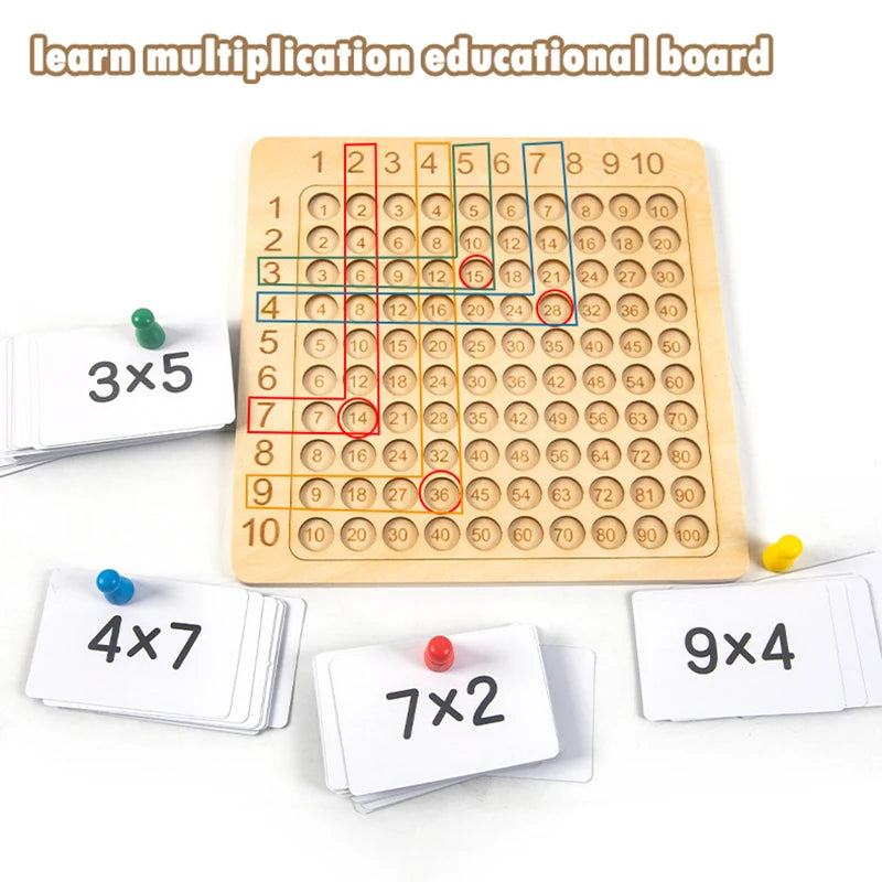 Wooden Montessori Multiplication Board Game Kids Learning Educational Toys Math Counting Hundred Board Interactive Thinking Game