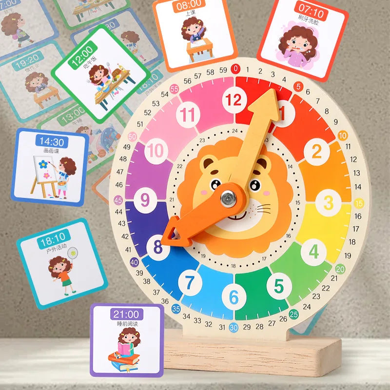 Children Wooden Clock Teaching Aids Digital Cognitive Time Awareness Clock Learning Early Education Puzzle Kindergarten Toy