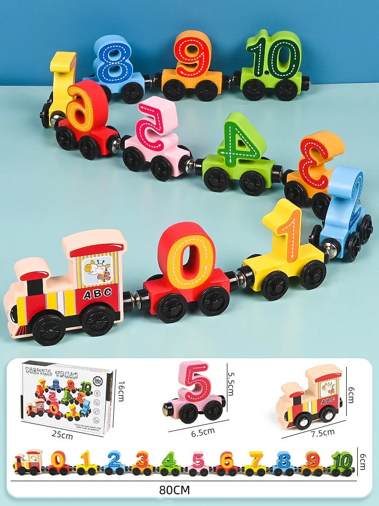 Montessori Wooden Train Toy Early Educational Cognition Alphabet Toys