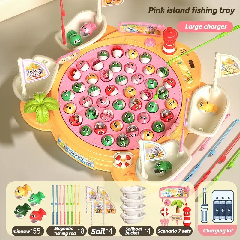 Newest Electric Fishing Toy Children's Jigsaw Puzzle Magnetic Fishing Pond Pole Fishing Early Education Children's Toy Gifts