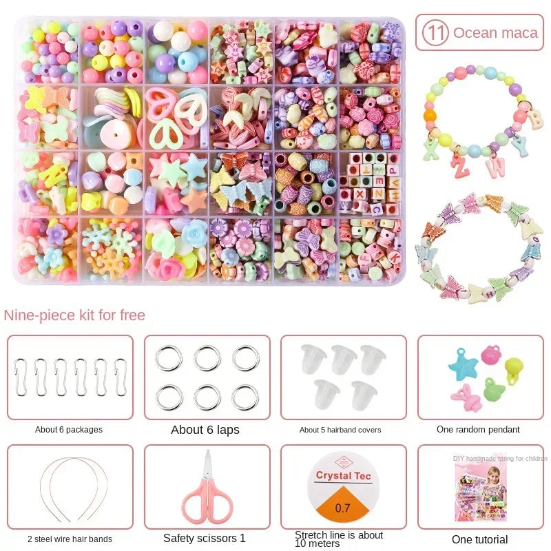 Diy Bracelet Making Kit Beads Necklace Manual Toys for Girls Pearls Games Handmade Children's Gift Horses Material Elastic Kids