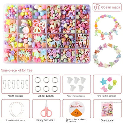 Diy Bracelet Making Kit Beads Necklace Manual Toys for Girls Pearls Games Handmade Children's Gift Horses Material Elastic Kids