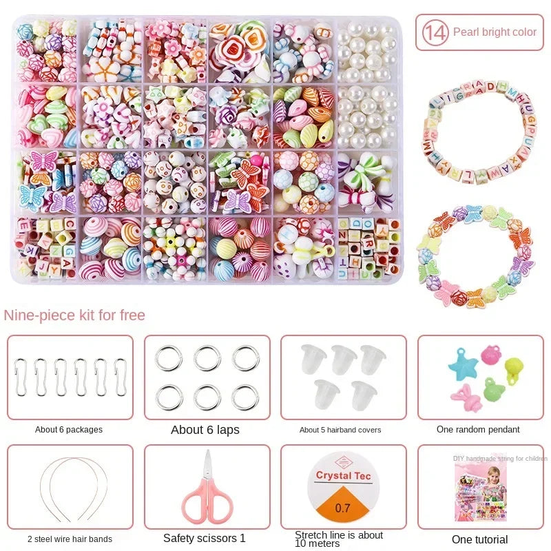 Diy Bracelet Making Kit Beads Necklace Manual Toys for Girls Pearls Games Handmade Children's Gift Horses Material Elastic Kids