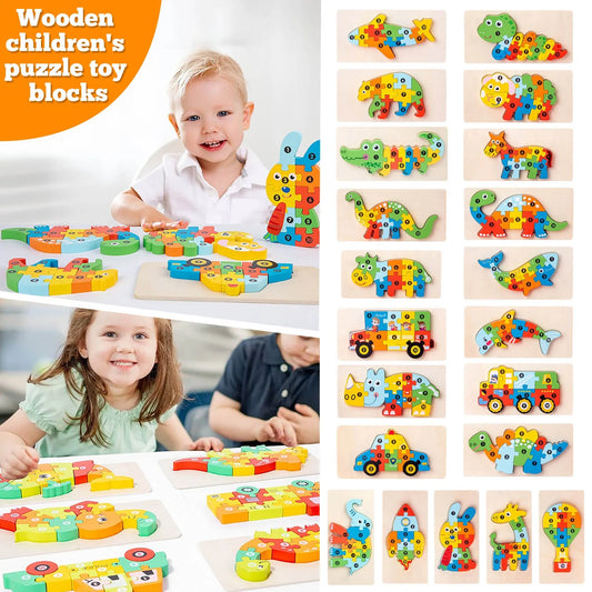 Shape Matching Kids Wooden Puzzles Assembled Building Blocks Educational Toys Logical Thinking Space Training Montessori Toys