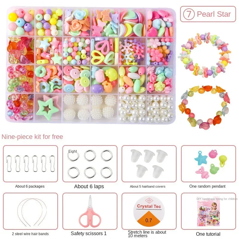 Diy Bracelet Making Kit Beads Necklace Manual Toys for Girls Pearls Games Handmade Children's Gift Horses Material Elastic Kids