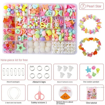 Diy Bracelet Making Kit Beads Necklace Manual Toys for Girls Pearls Games Handmade Children's Gift Horses Material Elastic Kids