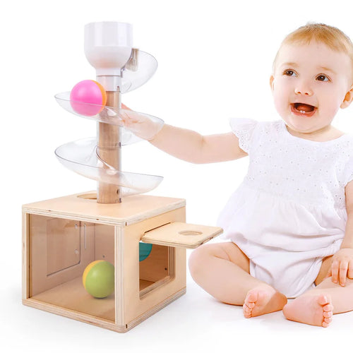 Montessori-Spielzeug für Babys, Frühförderungspuzzle: Drehbare Bahn mit rollender Kugel
