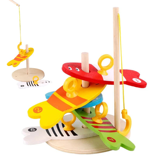 Children Puzzle Multifunctional Creative Fishing Set Column Toys Baby Gift Wooden Early Education Parent-child Interaction TMZ