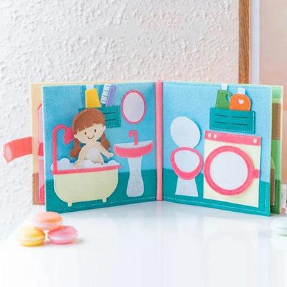Toddlers Montessori Busy Book 3D Baby Story Cloth Activities Book Board Preschool Learning Education Travel Toys for Story Book