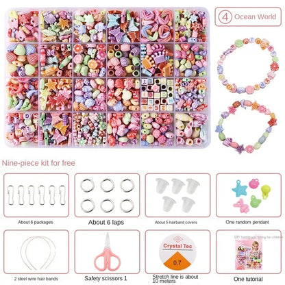 Diy Bracelet Making Kit Beads Necklace Manual Toys for Girls Pearls Games Handmade Children's Gift Horses Material Elastic Kids