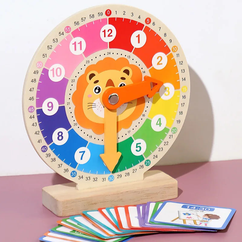 Children Wooden Clock Teaching Aids Digital Cognitive Time Awareness Clock Learning Early Education Puzzle Kindergarten Toy