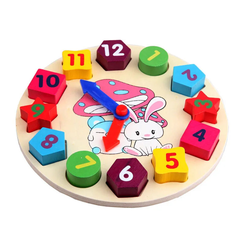 Wooden Clock Rabbit Style Children Montessori Toys for 3 4 5 6 7 8 Years Development Games Wood Puzzle Kids Educational Gift TMZ