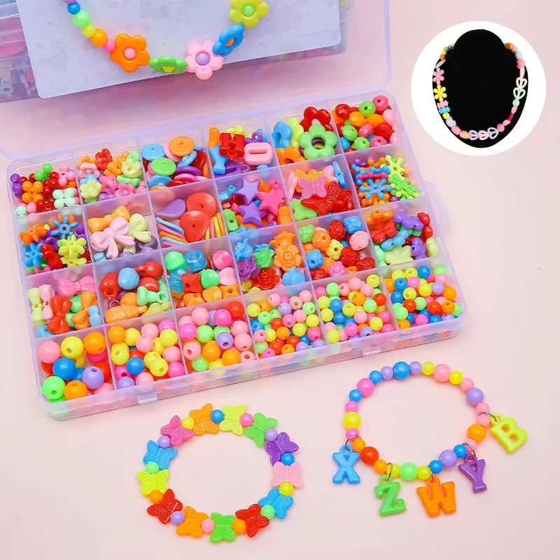 Diy Bracelet Making Kit Beads Necklace Manual Toys for Girls Pearls Games Handmade Children's Gift Horses Material Elastic Kids