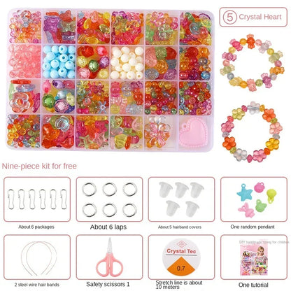 Diy Bracelet Making Kit Beads Necklace Manual Toys for Girls Pearls Games Handmade Children's Gift Horses Material Elastic Kids