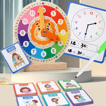 Children Wooden Clock Teaching Aids Digital Cognitive Time Awareness Clock Learning Early Education Puzzle Kindergarten Toy
