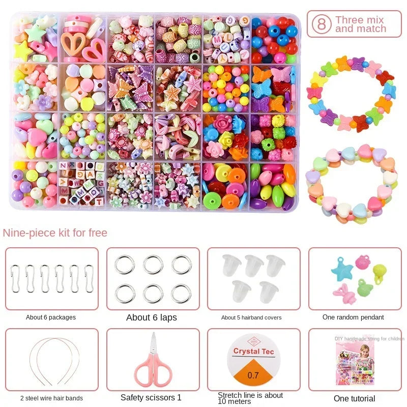 Diy Bracelet Making Kit Beads Necklace Manual Toys for Girls Pearls Games Handmade Children's Gift Horses Material Elastic Kids