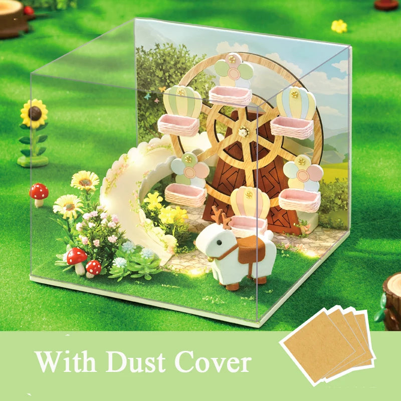 DIY Wooden Miniature Kits Doll House With Furniture Ice Cream Coffee Shop Casa Dollhouse Toys for Adults Girls Birthday Gifts