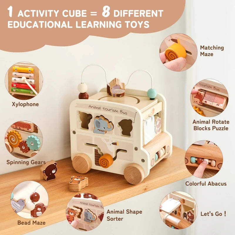 Montessori Busy Box,Wooden Children Toys