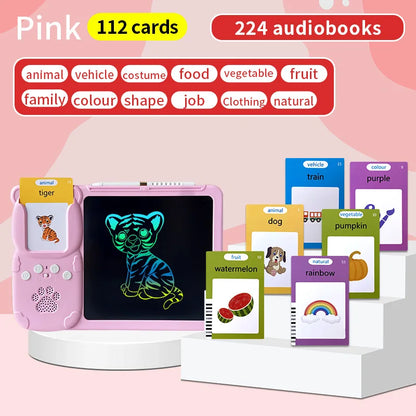 Talking Flash Cards LCD Writing Tablet Board Pad Toy Learning Education Preschool Montessori Speech Therapy Autism Toys for Kid