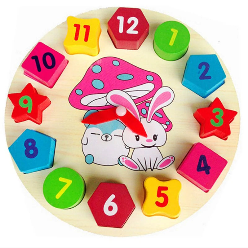 Wooden Clock Rabbit Style Children Montessori Toys for 3 4 5 6 7 8 Years Development Games Wood Puzzle Kids Educational Gift TMZ