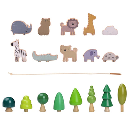 Wooden Imitation Forest Animal Toys Baby Block Placement Game Baby Room Decoration Thinking Divergent Scene Placement Baby Gift