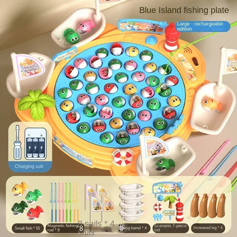 Newest Electric Fishing Toy Children's Jigsaw Puzzle Magnetic Fishing Pond Pole Fishing Early Education Children's Toy Gifts